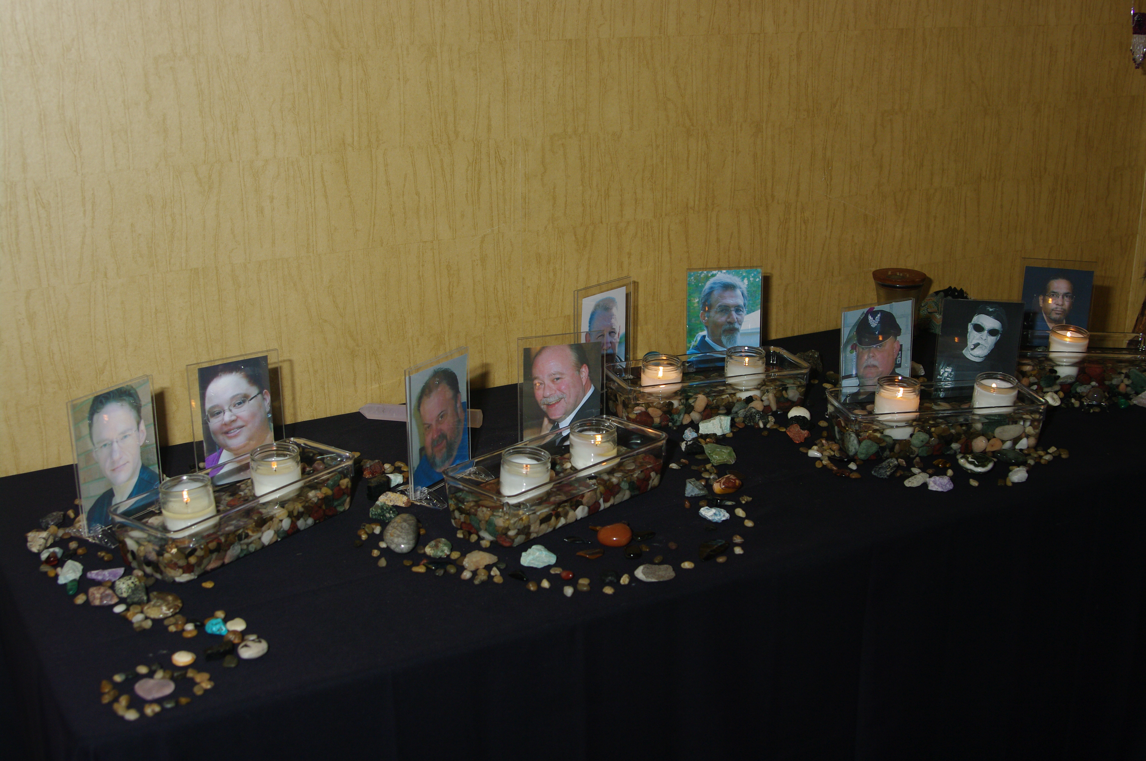 A peaceful sanctuary room with candles and soft lighting